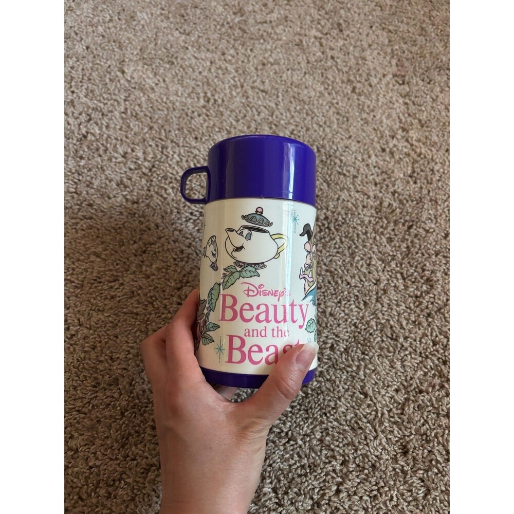 Vintage Aladdin Thermos Disney Beauty and the Beast Purple 1990s